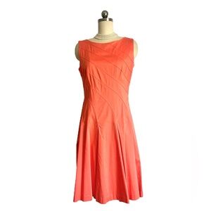 Calvin Klein Coral Sleeveless Fit & Flare Dress Modern Seam  A-Line Casual
